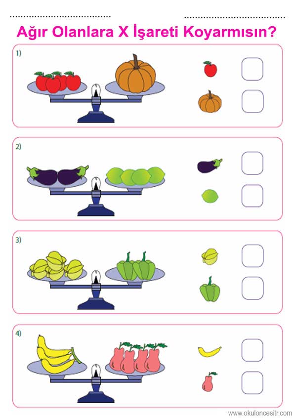 Ağır Hafif Renkli Çalışma Sayfası
