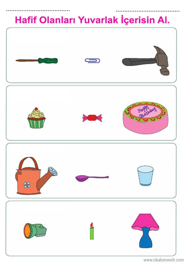 Ağır Hafif Renkli Çalışma Sayfası