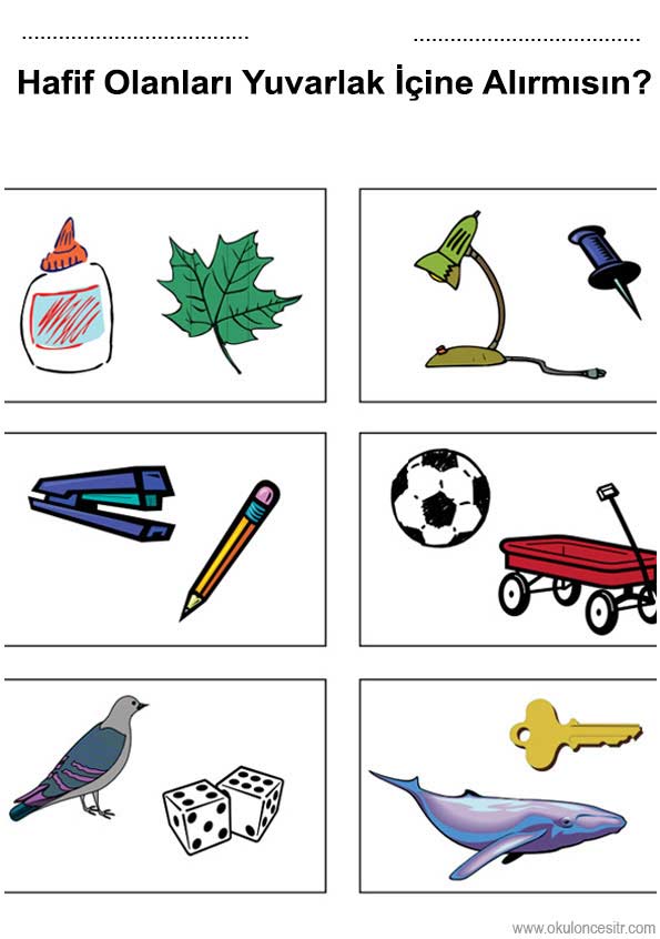 Ağır Hafif Renkli Çalışma Sayfası