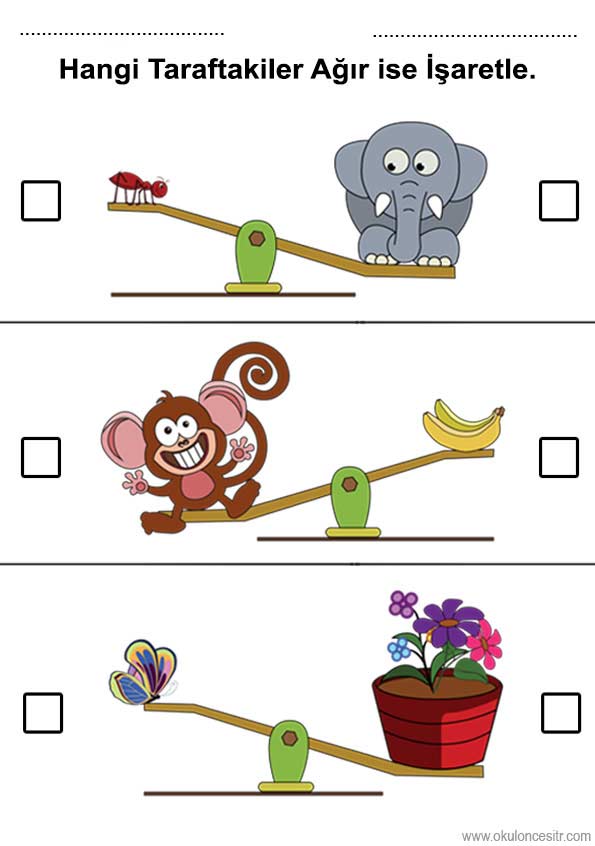 Ağır Hafif Renkli Çalışma Sayfası