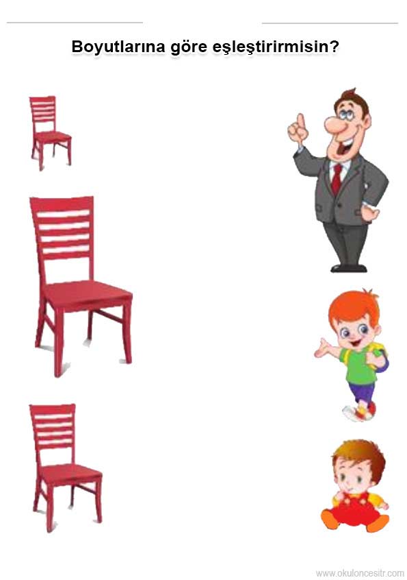 Büyük Küçük Eşleştirme Çalışma Kağıdı