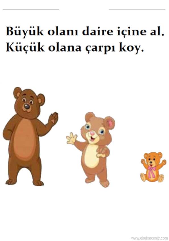 Büyük Küçük Renkli Çalışma Kağıdı