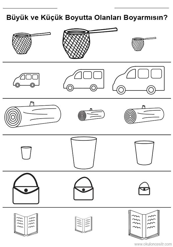 Büyük Küçük Orta Çalışma Kağıdı