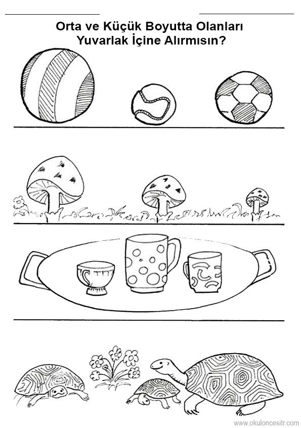 Büyük Küçük Orta Çalışma Kağıdı