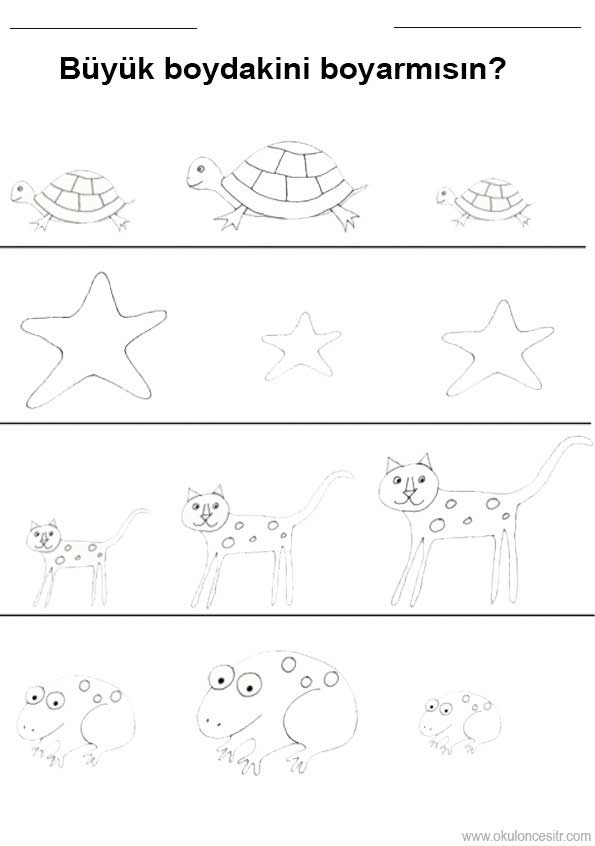 Büyük Küçük Orta Çalışma Kağıdı