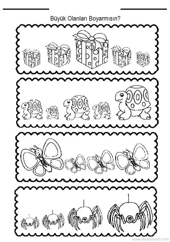 Büyük Küçük Orta Çalışma Kağıdı