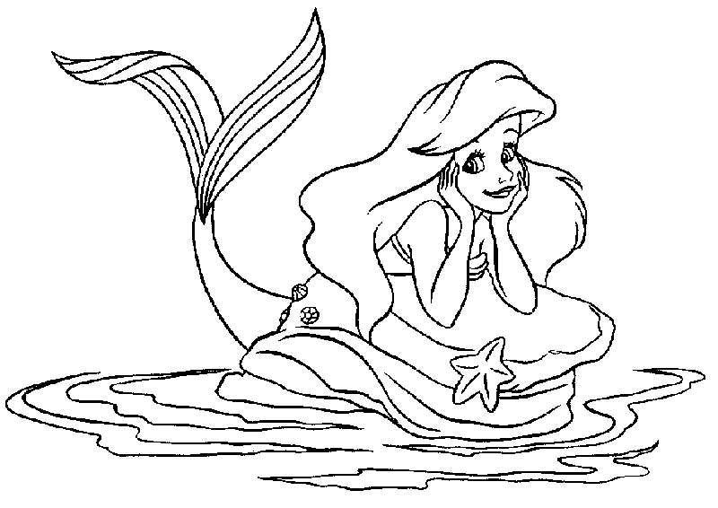 Deniz Kızı Boyama Sayfası