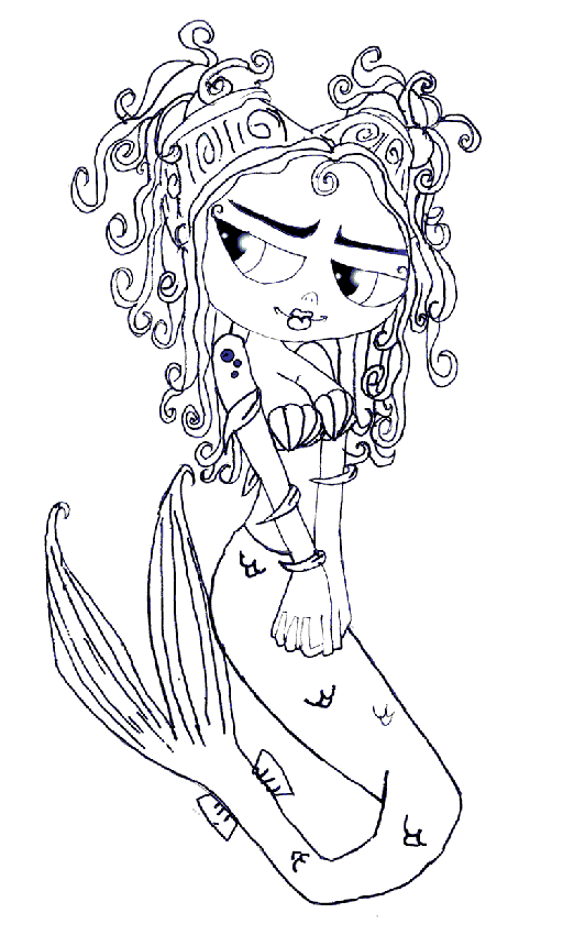 Deniz Kızı Boyama Sayfası