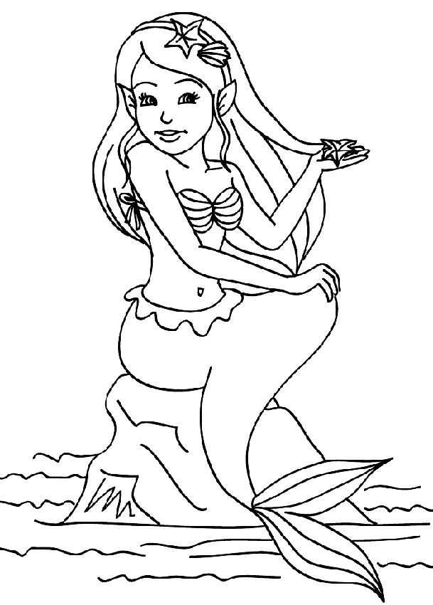 Deniz Kızı Boyama Sayfası
