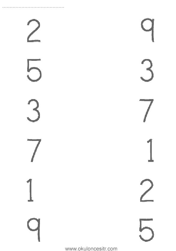 Sayı Rakam Eşleştirme Sayfası