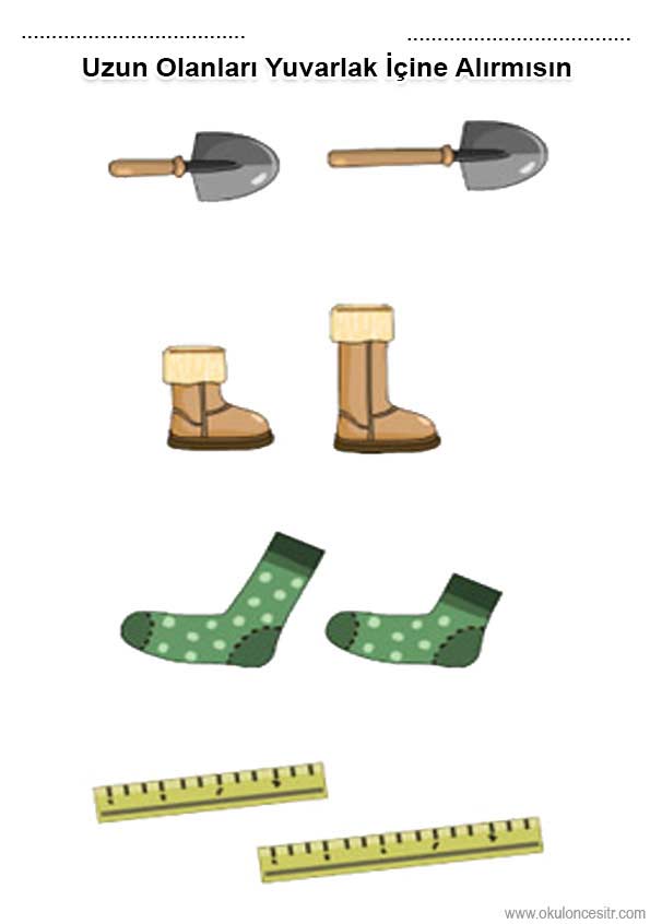 Uzun Kısa Renkli Çalışma Kağıdı