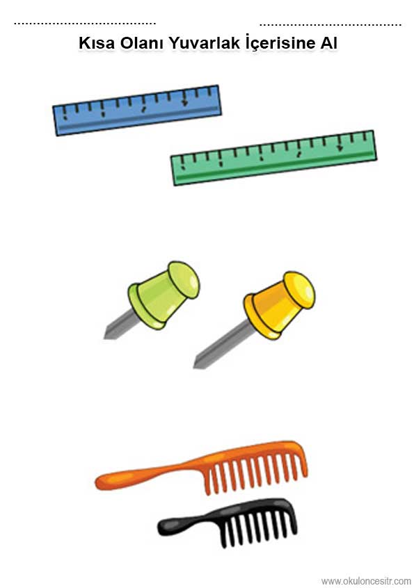 Uzun Kısa Renkli Çalışma Kağıdı