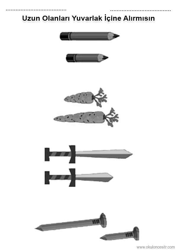 Uzun Kısa Çalışma Kağıdı