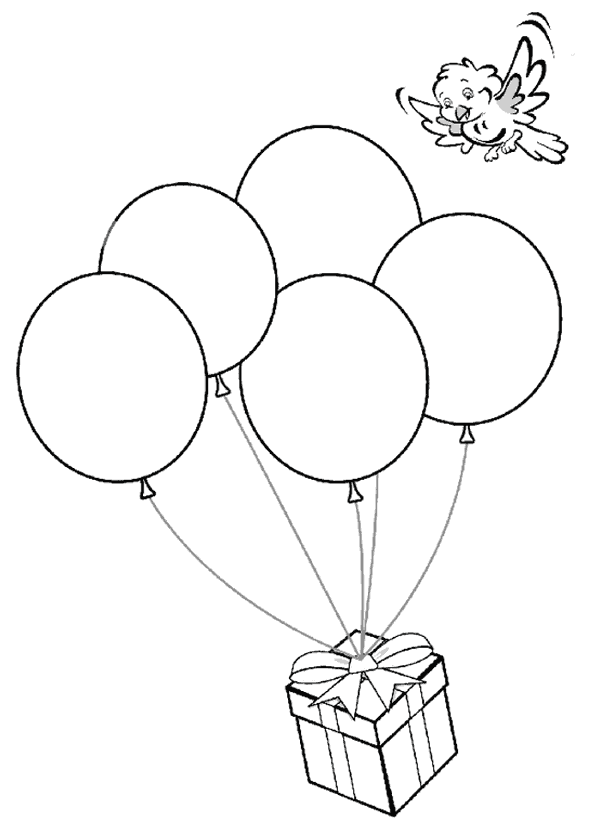 Uçan Balon Boyama Sayfası