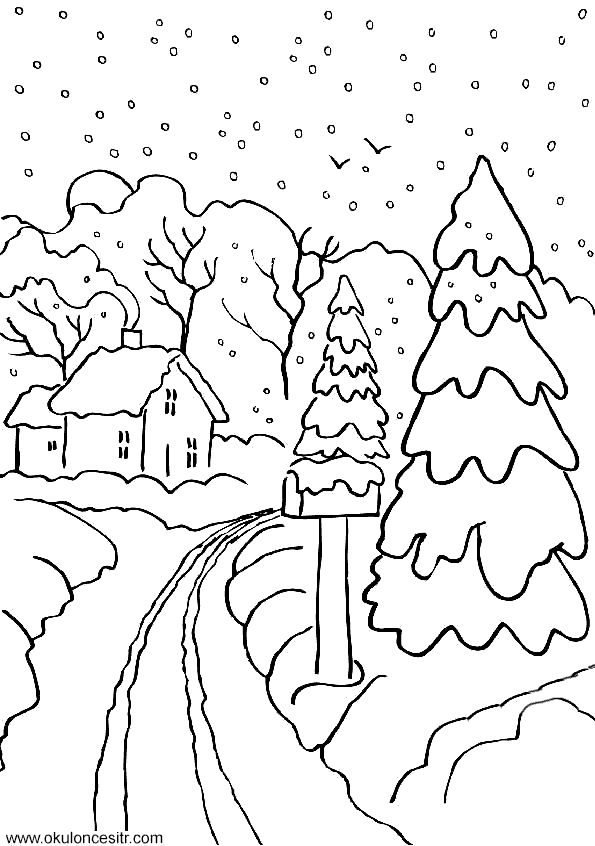 Kış Mevsimi Boyama Sayfası