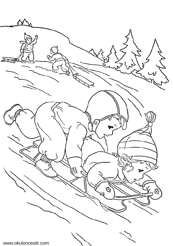Kış Mevsimi Boyama Sayfası