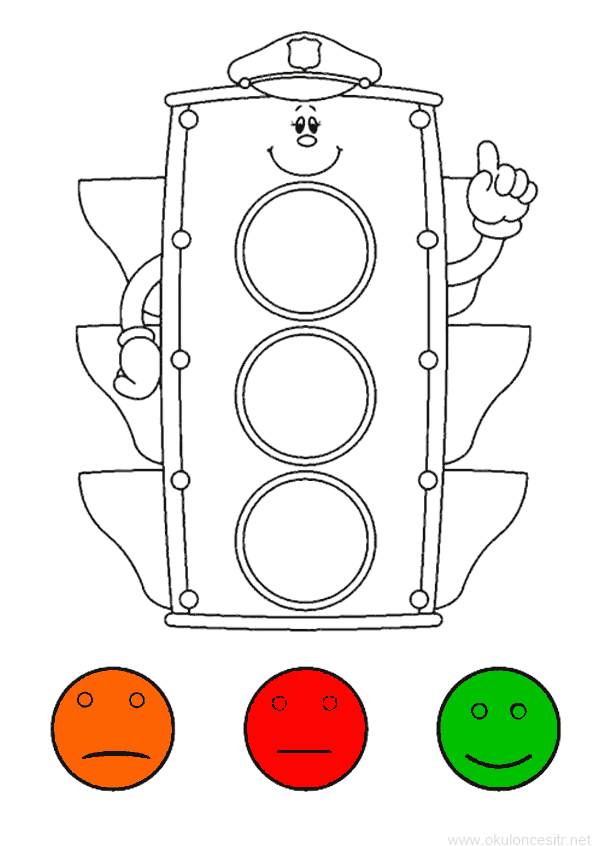 Trafik Lambası Boyama Sayfası