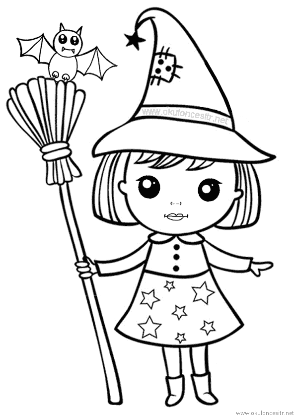 Cadı Boyama Sayfası